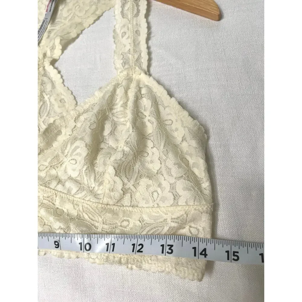 Free People Intimately Racerback Halter Off White Yellow Large Lace Bralette